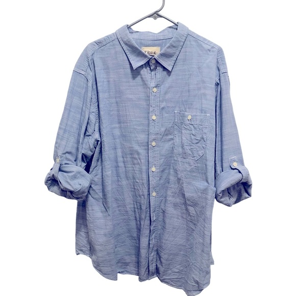Men’s Big & Tall True Nation Tab Sleeve Button Down Light Blue Size 2XL - Picture 1 of 14
